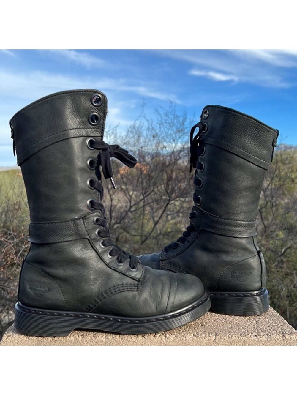 RARE Dr Martens Triumph 12107 Women US 8 EUR 39 grey black Moto Rolldown ribbon - Picture 10 of 11